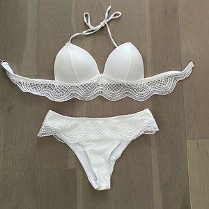 White bridal bikini swim suit